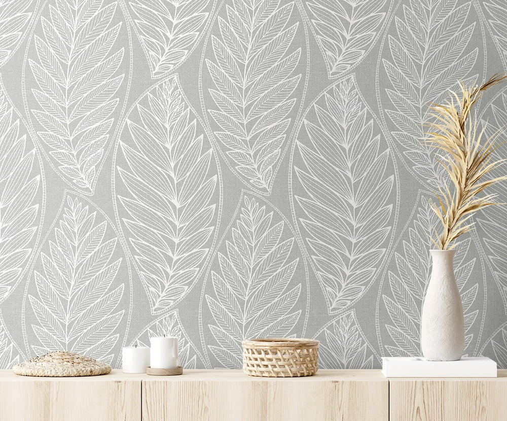 SC20308 leaf wallpaper accent from the Summer House collection by Seabrook Designs