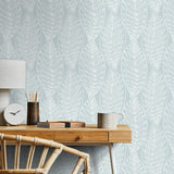 SC20312 leaf wallpaper desk from the Summer House collection by Seabrook Designs