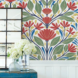 SC20601 folk floral wallpaper decor from the Summer House collection by Seabrook Designs