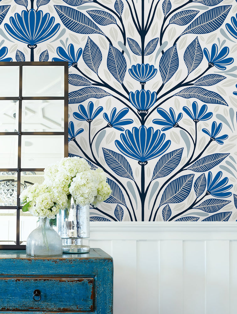 SC20602 folk floral wallpaper decor from the Summer House collection by Seabrook Designs