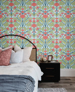 SC20604 folk floral wallpaper bedroom from the Summer House collection by Seabrook Designs