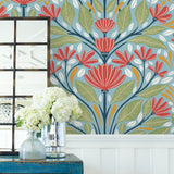 SC20604 folk floral wallpaper decor from the Summer House collection by Seabrook Designs