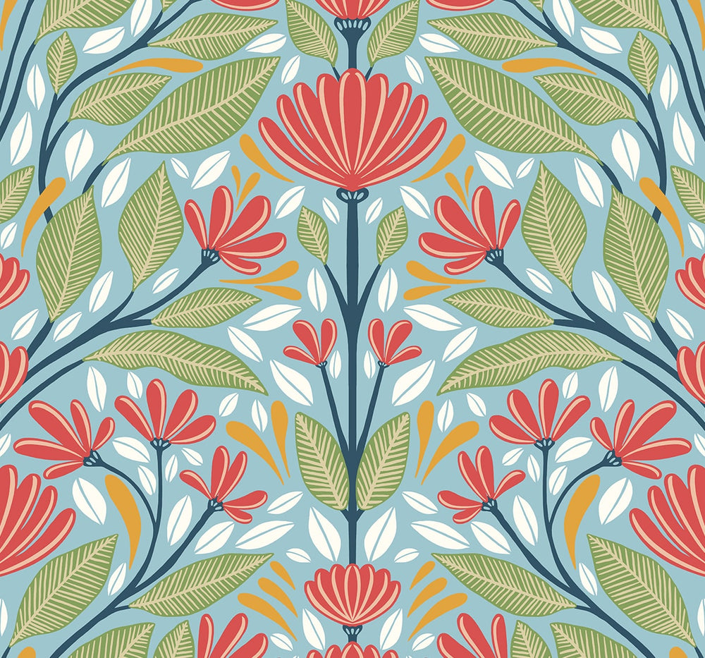 SC20604 folk floral wallpaper from the Summer House collection by Seabrook Designs