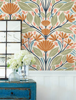 SC20606 folk floral wallpaper decor from the Summer House collection by Seabrook Designs