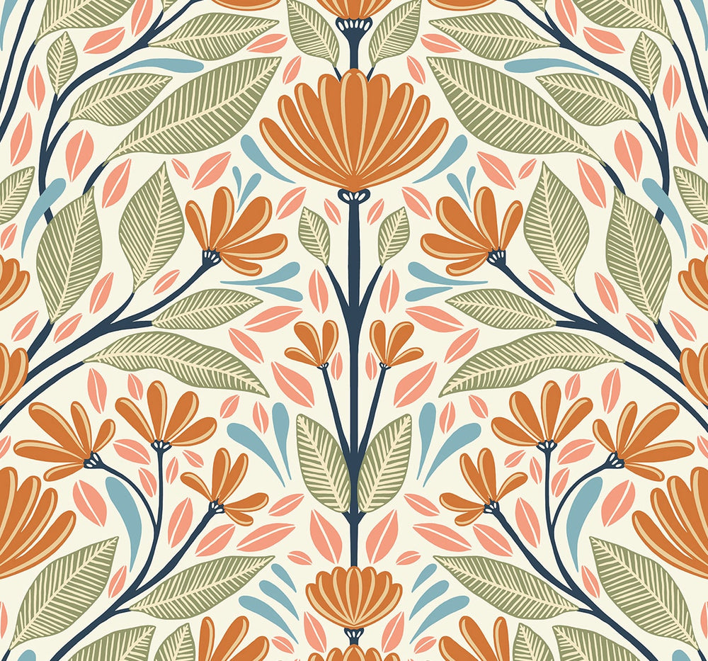 SC20606 folk floral wallpaper from the Summer House collection by Seabrook Designs