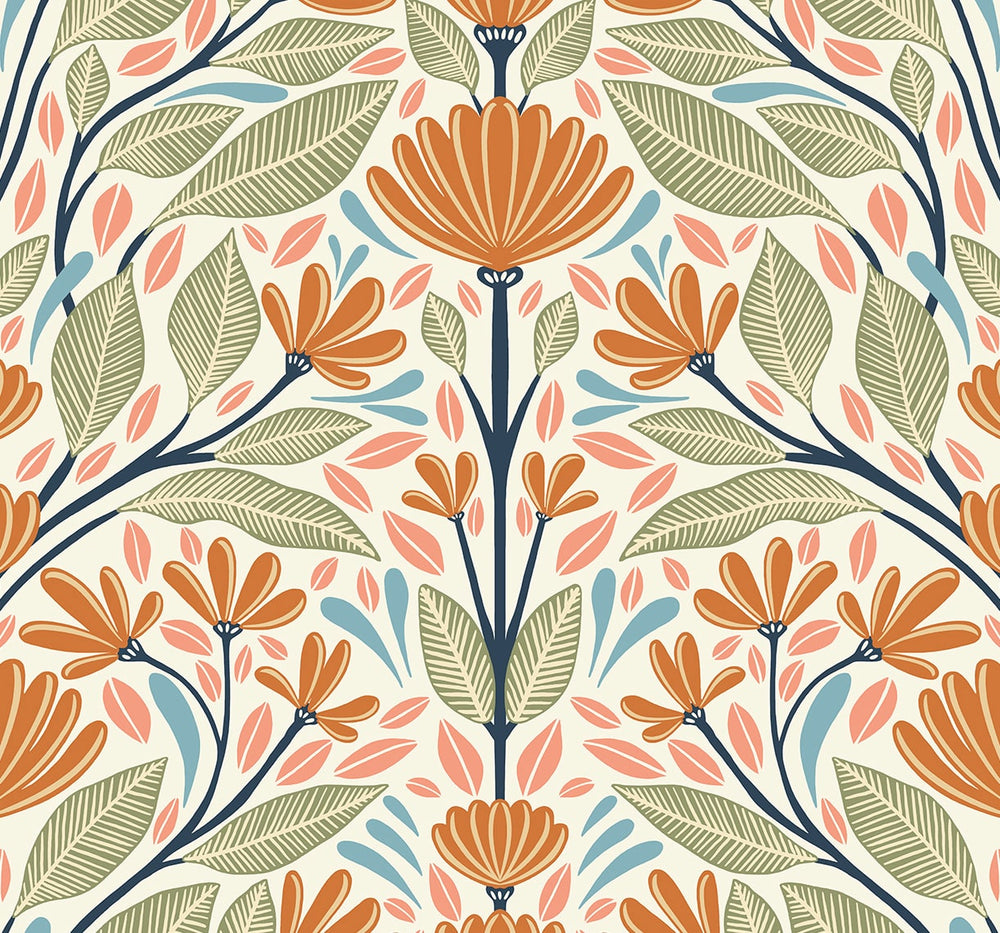 SC20606 folk floral wallpaper from the Summer House collection by Seabrook Designs