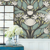 SC20608 folk floral wallpaper decor from the Summer House collection by Seabrook Designs