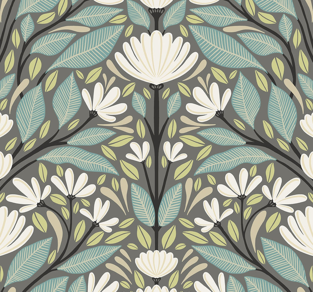 SC20608 folk floral wallpaper from the Summer House collection by Seabrook Designs