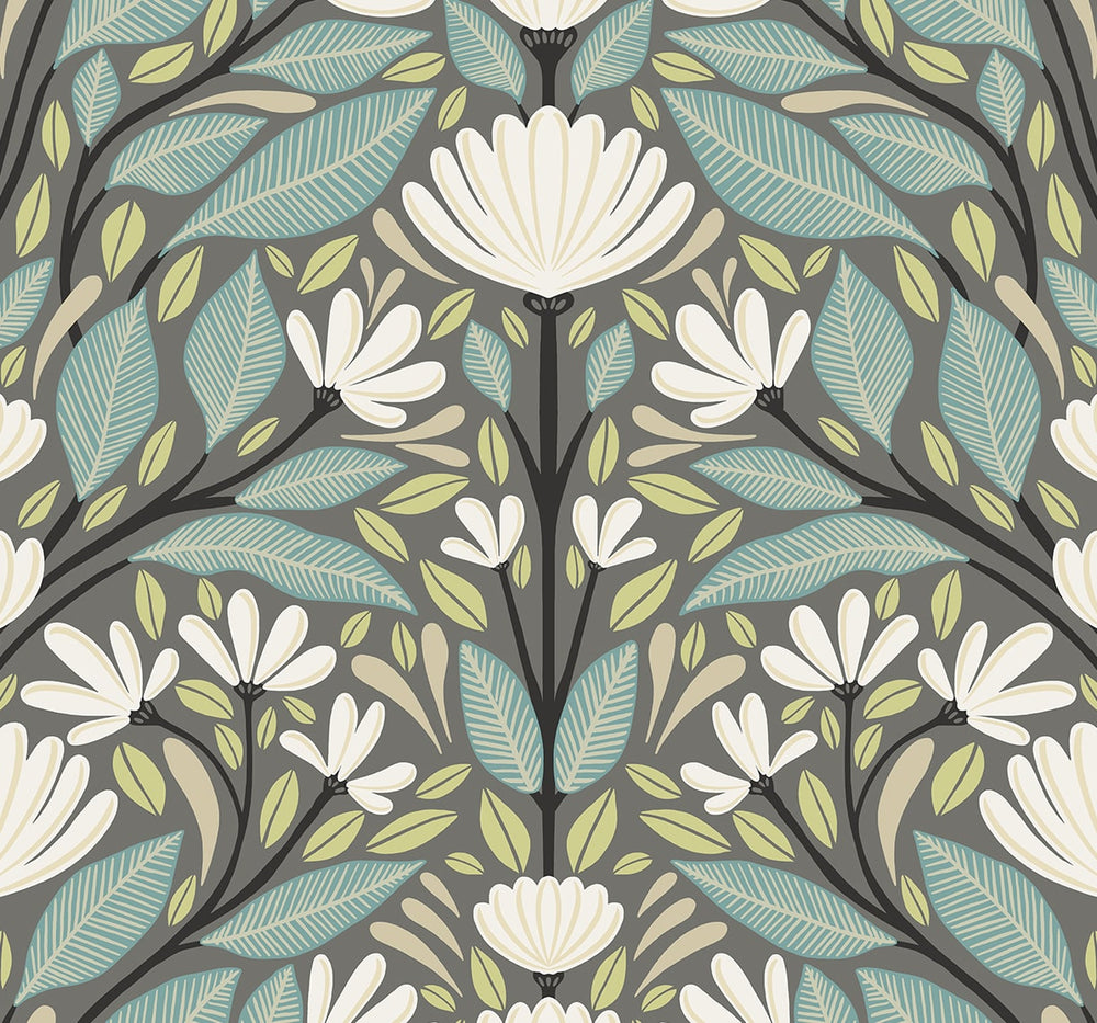 SC20608 folk floral wallpaper from the Summer House collection by Seabrook Designs