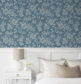 SC20802 floral vinyl wallpaper bedroom from the Summer House collection by Seabrook Designs