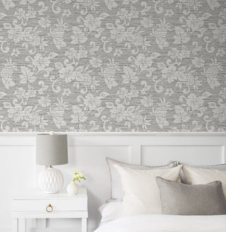 SC20808 floral vinyl wallpaper bedroom from the Summer House collection by Seabrook Designs