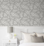 SC20808 floral vinyl wallpaper bedroom from the Summer House collection by Seabrook Designs