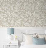 SC20815 floral vinyl wallpaper bedroom from the Summer House collection by Seabrook Designs