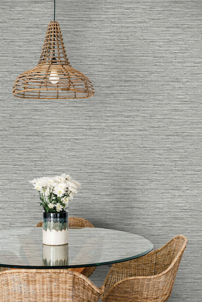 SC20908 faux jute textured vinyl wallpaper dining room from the Summer House collection by Seabrook Designs