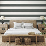 SC21008 striped stringcloth wallpaper bedroom from the Summer House collection by Seabrook Designs
