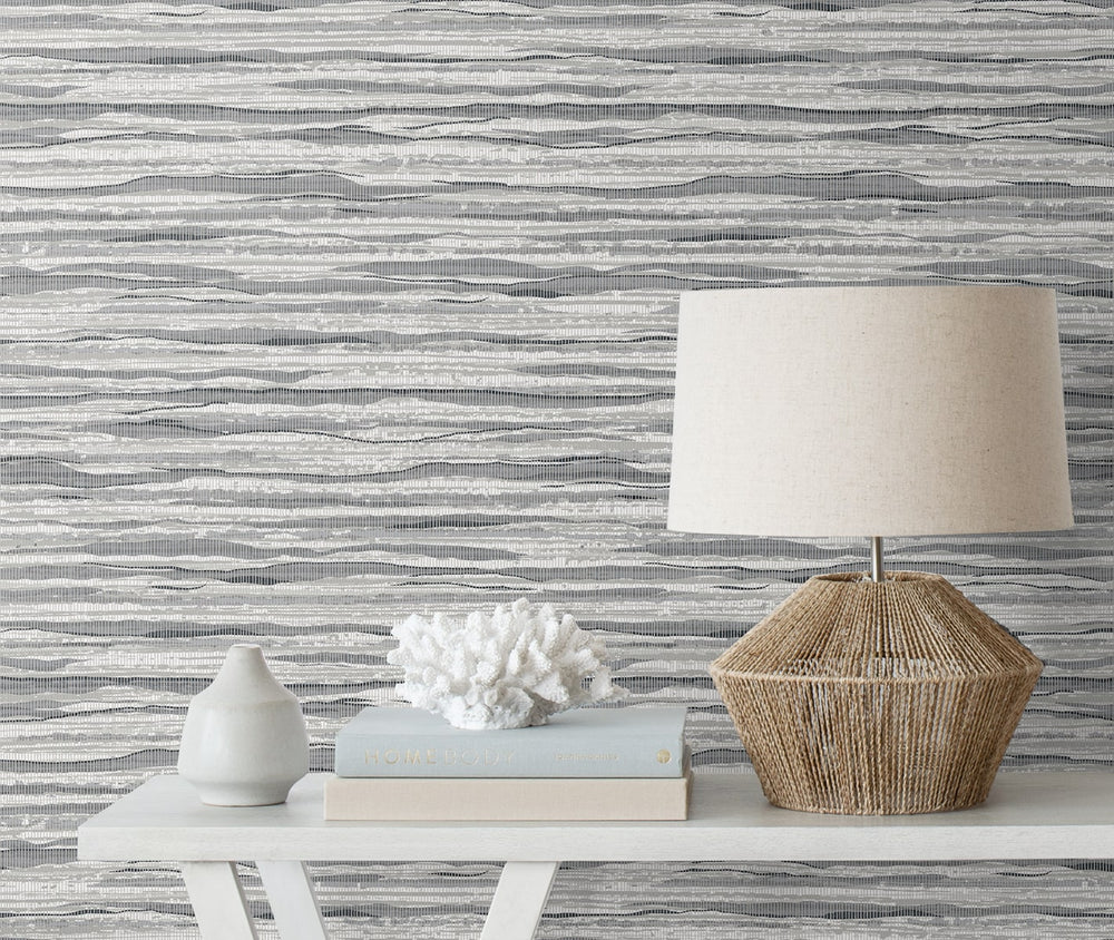 SC21100 striped stringcloth wallpaper decor from the Summer House collection by Seabrook Designs