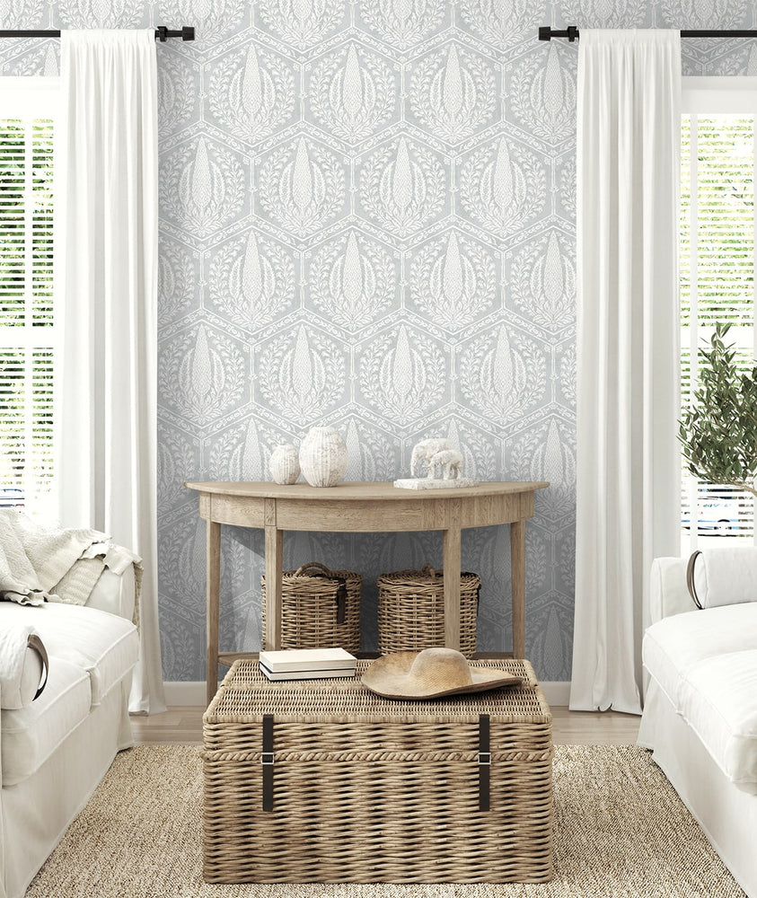 SC21408 botanical wallpaper living room from the Summer House collection by Seabrook Designs