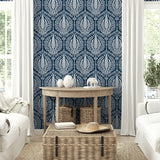 SC21412 botanical wallpaper living room from the Summer House collection by Seabrook Designs