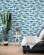 SC21502 fish coastal wallpaper living room from the Summer House collection by Seabrook Designs