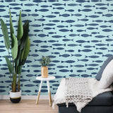 SC21502 fish coastal wallpaper living room from the Summer House collection by Seabrook Designs