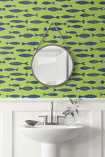 SC21504 fish coastal wallpaper bathroom from the Summer House collection by Seabrook Designs
