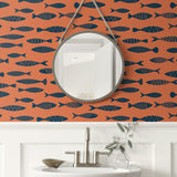 SC21506 fish coastal wallpaper bathroom from the Summer House collection by Seabrook Designs