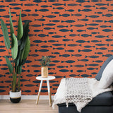SC21506 fish coastal wallpaper living room from the Summer House collection by Seabrook Designs