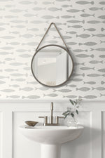 SC21508 fish coastal wallpaper bathroom from the Summer House collection by Seabrook Designs