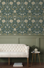 SD20104 honeysuckle floral damask wallpaper entryway from Say Decor