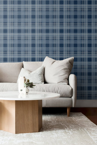 SG10002 rad plaid peel and stick removable wallpaper living room from The Sojourn Collection by Stacy Garcia Home