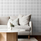 SG10008 rad plaid peel and stick removable wallpaper living room from The Sojourn Collection by Stacy Garcia Home