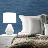 SG10202 faux grasscloth peel and stick removable wallpaper bedroom from The Sojourn Collection by Stacy Garcia Home
