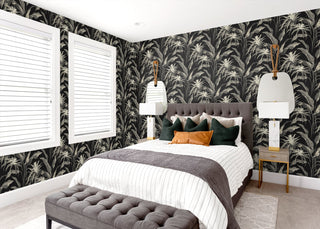 SG10300 Palma botanical peel and stick wallpaper bedroom from the Sojourn Collection by Stacy Garcia Home