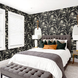 SG10300 Palma botanical peel and stick wallpaper bedroom from the Sojourn Collection by Stacy Garcia Home