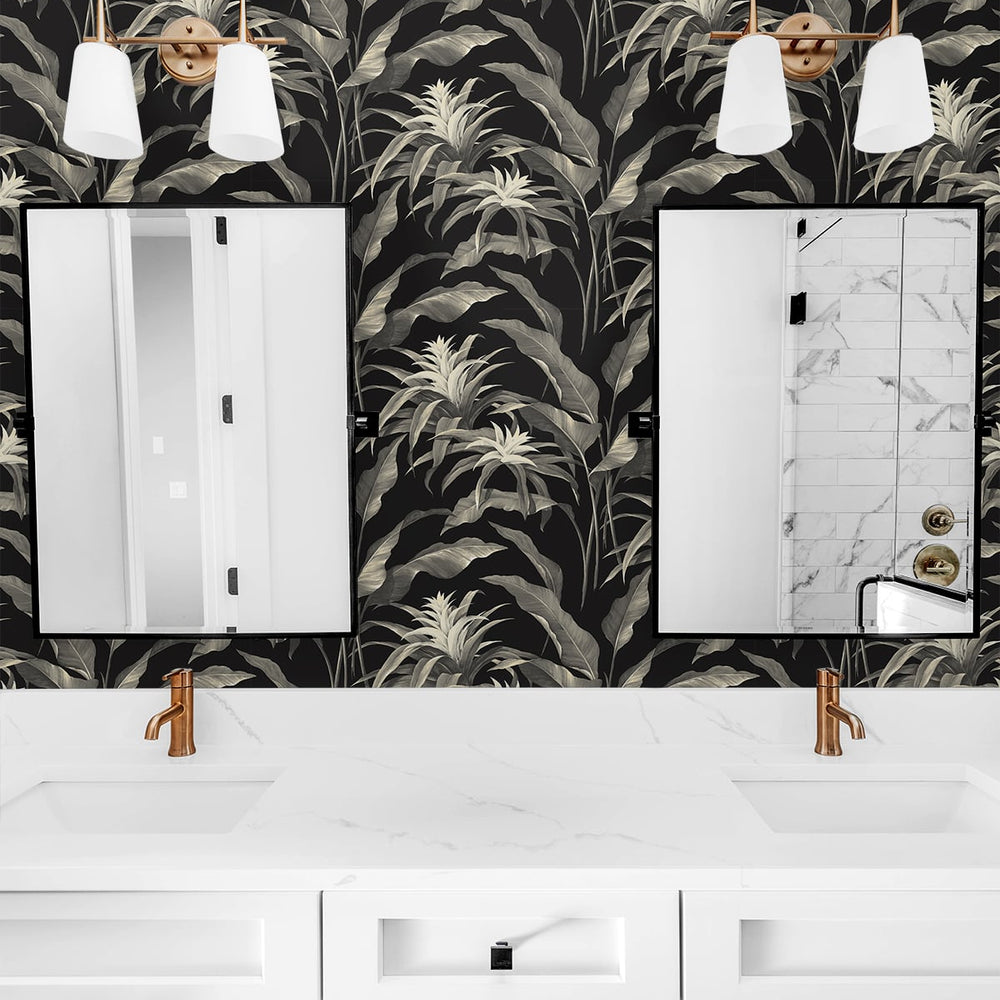 
                  
                    SG10300 Palma botanical peel and stick wallpaper bathroom from the Sojourn Collection by Stacy Garcia Home
                  
                
