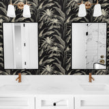 SG10300 Palma botanical peel and stick wallpaper bathroom from the Sojourn Collection by Stacy Garcia Home