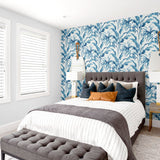 SG10302 Palma botanical peel and stick wallpaper bedroom from the Sojourn Collection by Stacy Garcia Home