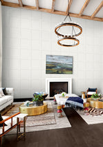 SG10700 square away faux wood peel and stick wallpaper living room from The Sojourn Collection by Stacy Garcia Home