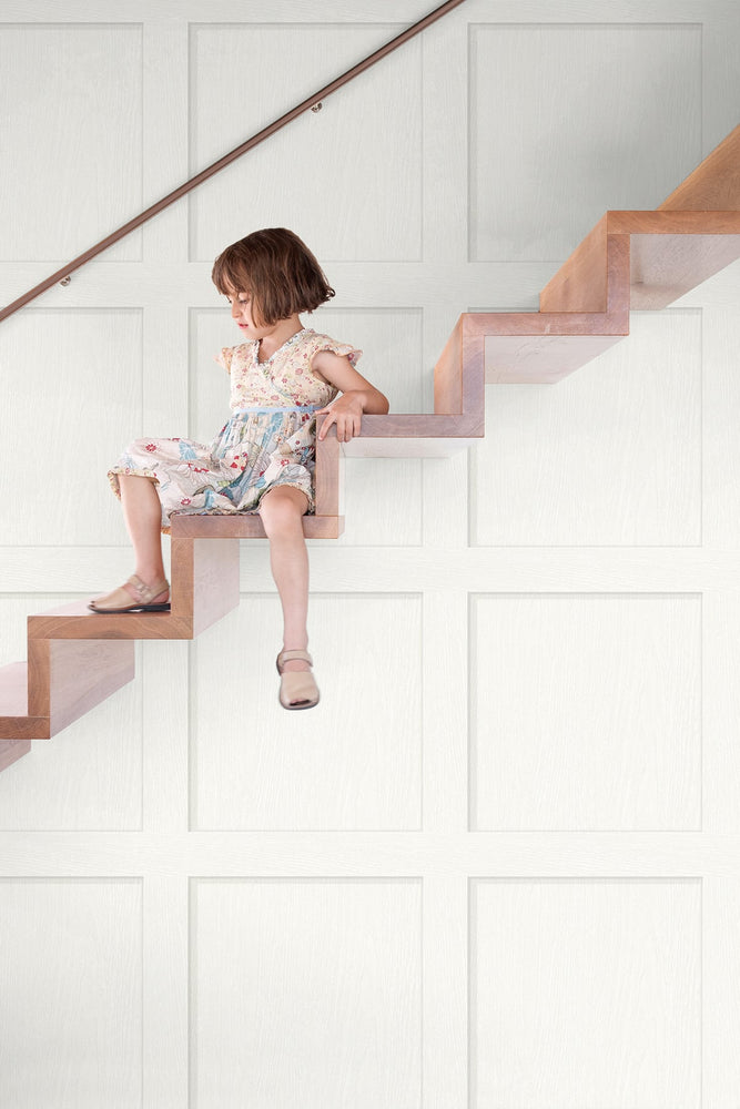 SG10700 square away faux wood peel and stick wallpaper stairs from The Sojourn Collection by Stacy Garcia Home