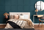 SG10704 square away faux wood peel and stick wallpaper bedroom from The Sojourn Collection by Stacy Garcia Home