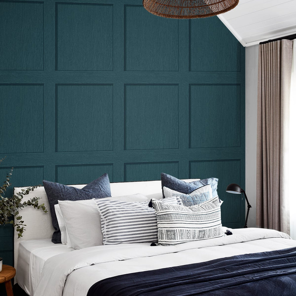 
                  
                    SG10704 square away faux wood peel and stick wallpaper bed from The Sojourn Collection by Stacy Garcia Home
                  
                
