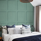 SG10714 square away faux wood peel and stick wallpaper bed from The Sojourn Collection by Stacy Garcia Home