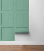 SG10714 square away faux wood peel and stick wallpaper roll from The Sojourn Collection by Stacy Garcia Home