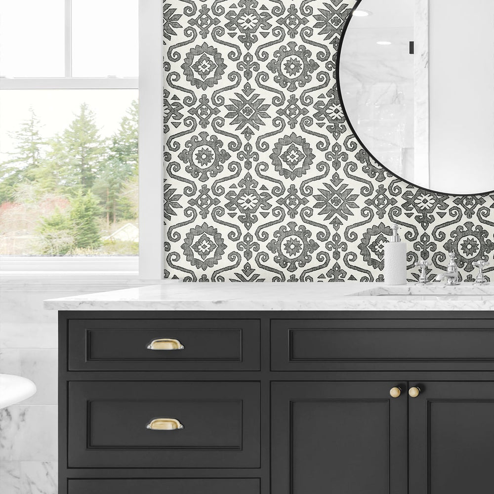 
                  
                    SG10800 Augustine geometric peel and stick removable wallpaper bathroom from The Sojourn Collection by Stacy Garcia Home
                  
                