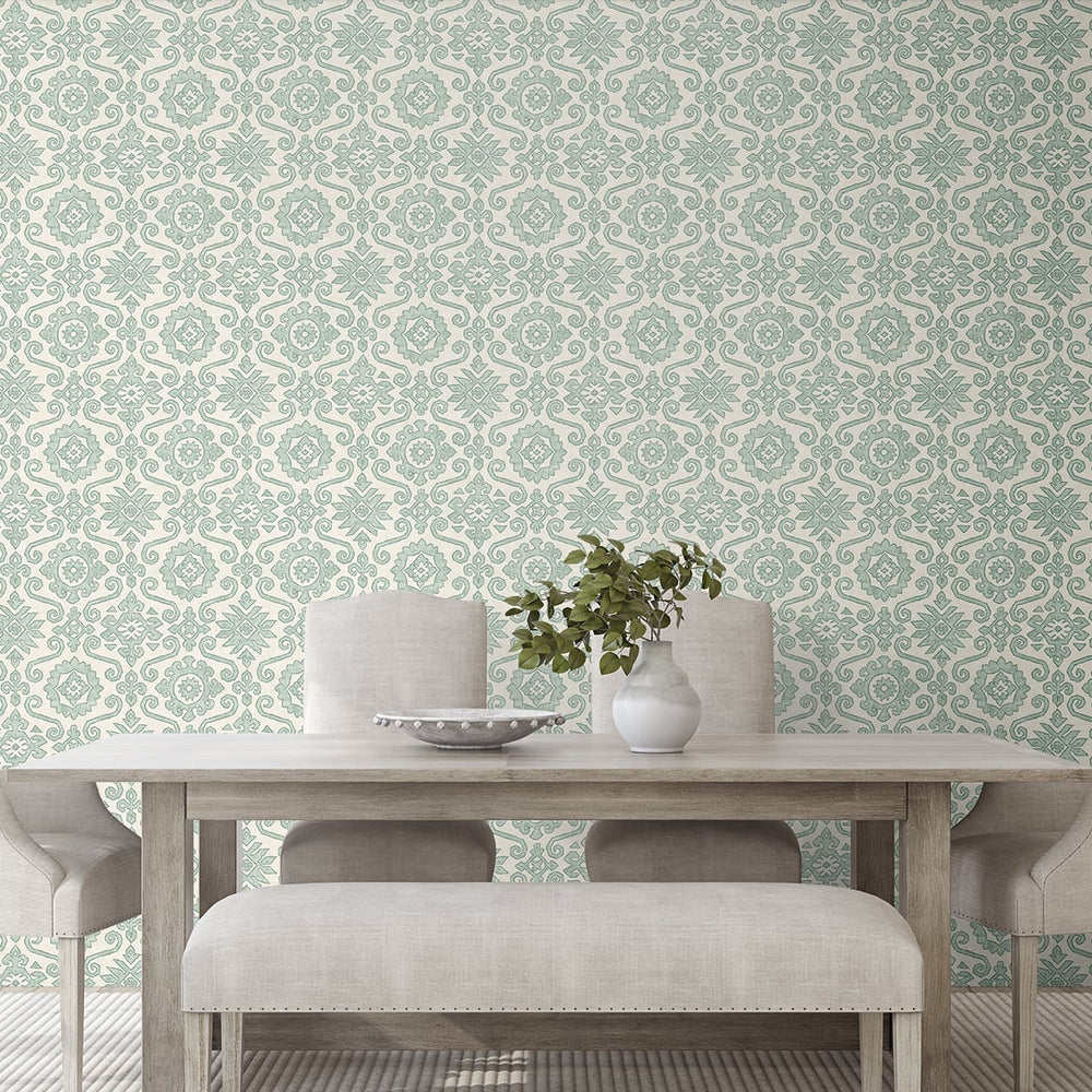 SG10804 Augustine geometric peel and stick removable wallpaper dining room from The Sojourn Collection by Stacy Garcia Home