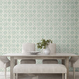 SG10804 Augustine geometric peel and stick removable wallpaper dining room from The Sojourn Collection by Stacy Garcia Home