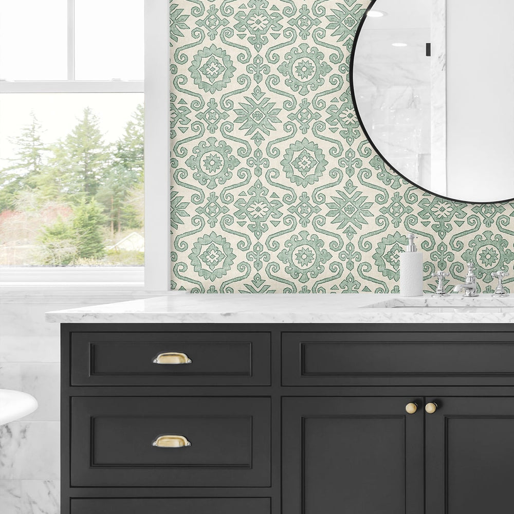 
                  
                    SG10804 Augustine geometric peel and stick removable wallpaper bathroom from The Sojourn Collection by Stacy Garcia Home
                  
                