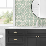 SG10804 Augustine geometric peel and stick removable wallpaper bathroom from The Sojourn Collection by Stacy Garcia Home