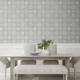 SG10806 Augustine geometric peel and stick removable wallpaper dining room from The Sojourn Collection by Stacy Garcia Home