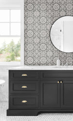 SG10806 Augustine geometric peel and stick removable wallpaper bathroom from The Sojourn Collection by Stacy Garcia Home